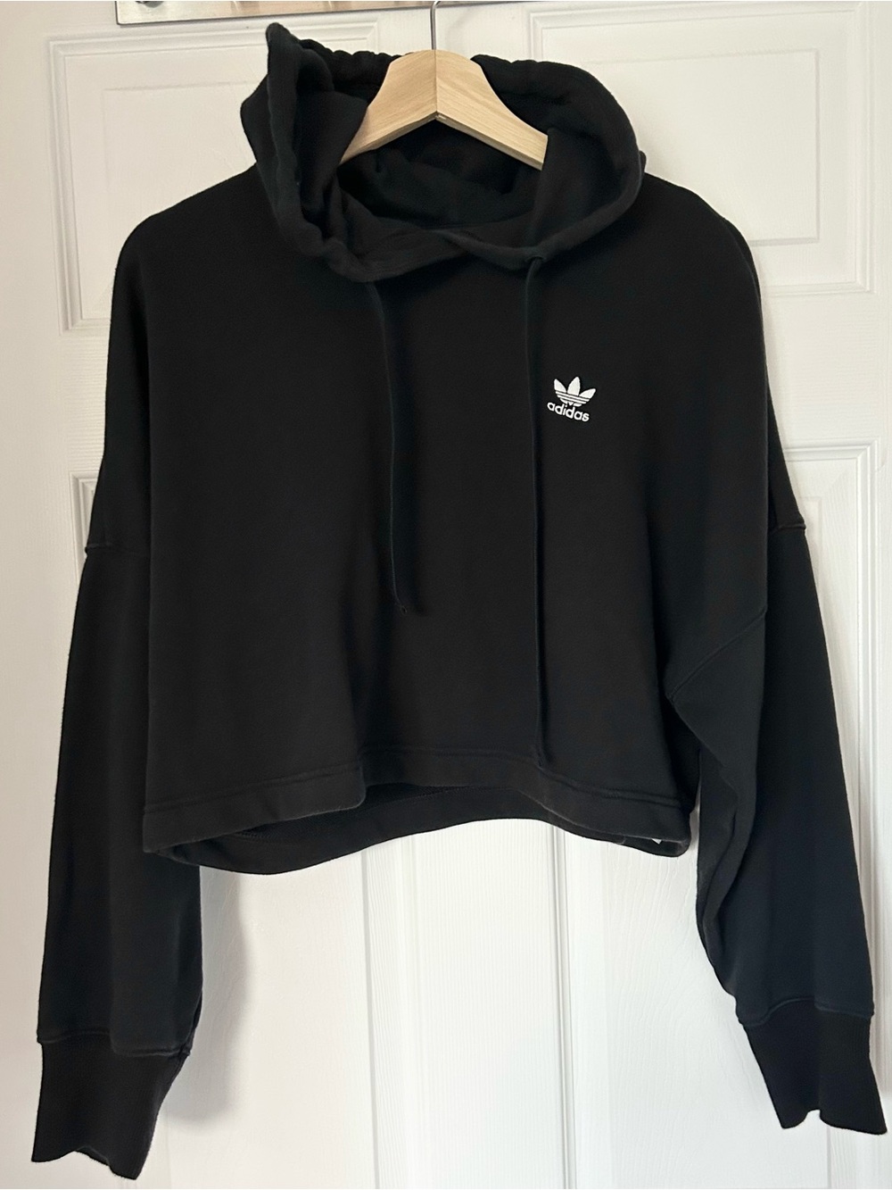 Adidas Black Cropped Hoodie - size XS